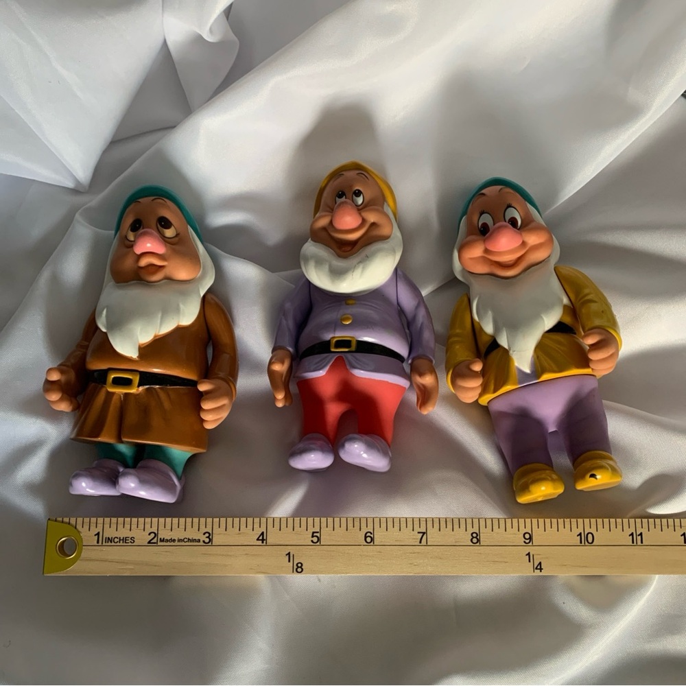 Set of 3 Colorful Dwarf Figurines From Snow White Sneezy Sleepy Happy